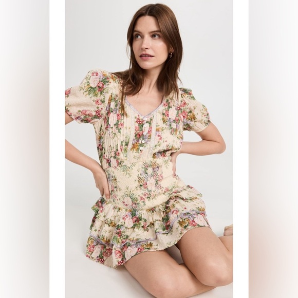 New! Love Shack Fancy Keelin Floral Lace Mini Dress in Shining Gemstone 🌺 Small - Picture 4 of 16